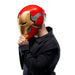 Casque Iron Man Avengers Endgame porté par un adulte en costume de jeu de rôle