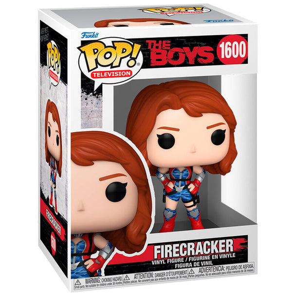 Figurine Funko POP Firecracker de The Boys en vinyle, hauteur 9 cm, présentée dans sa boîte cadeau officielle.