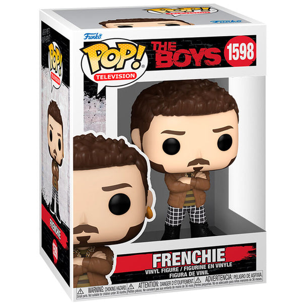 Figurine Funko POP Frenchie de The Boys en vinyle de 9 cm, présentée dans sa boîte cadeau officielle.