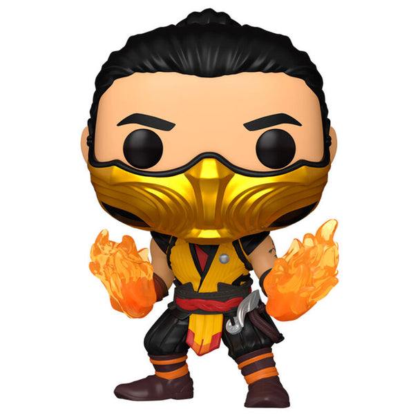 Vue détaillée de la figurine Funko POP Scorpion avec son design fidèle au personnage de Mortal Kombat