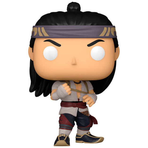 Vue rapprochée de la figurine Liu Kang Funko POP avec détails précis et couleurs vives