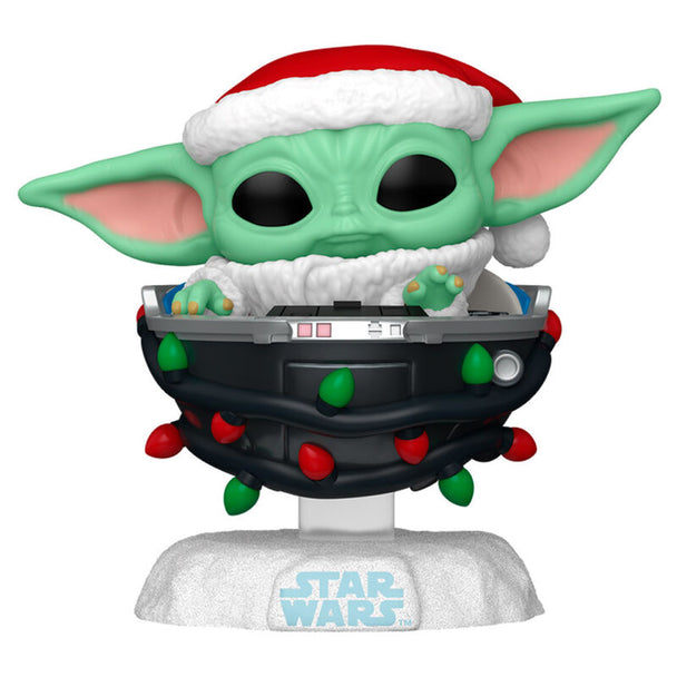 Boîte cadeau de la figurine Funko POP Grogu Star Wars avec chapeau de Noël, packaging officiel