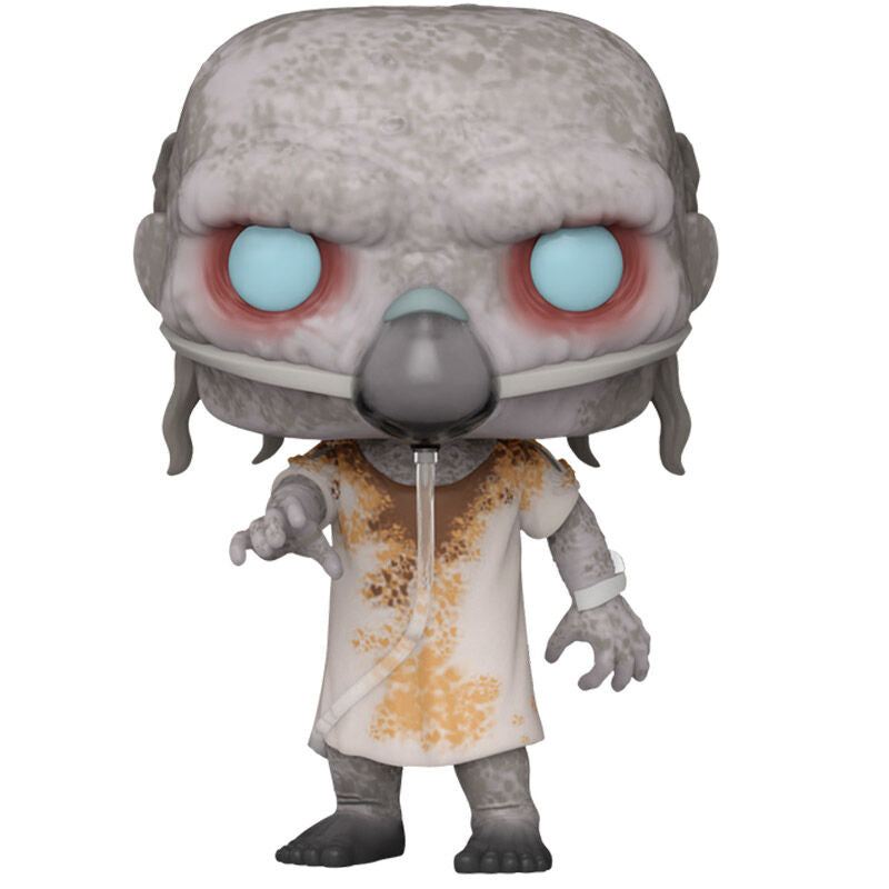 Vue rapprochée de la figurine Funko POP Insidious Red Wheezing Demon avec détails du visage et boîte d'origine