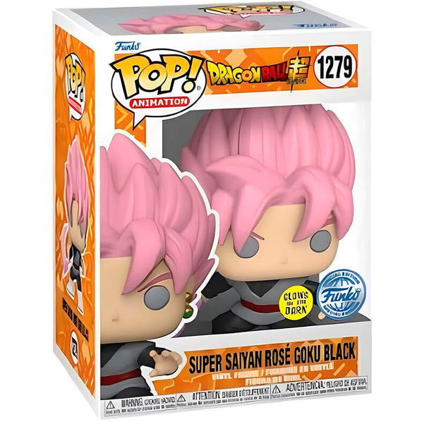 Vue rapprochée de la figurine Funko POP Goku Black Super Saiyan Rose, mettant en avant les détails du vinyle de 9 cm.