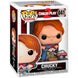 Figurine Funko POP Chucky 9 cm exclusive de Child's Play 2 vue de face dans sa boîte cadeau
