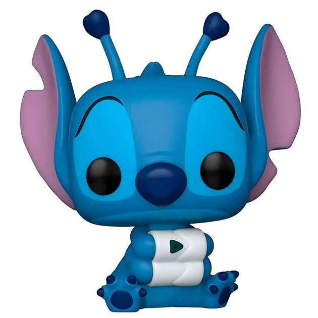 Figurine Funko POP Stitch en menottes, vue latérale montrant le design unique et la finition vinyle