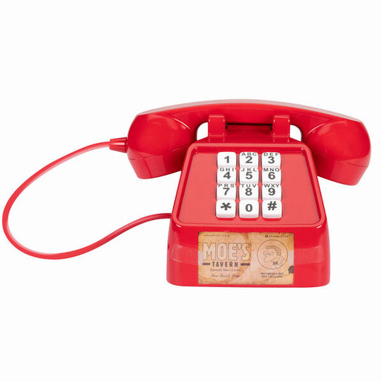 Vue latérale du téléphone Les Simpson montrant le combiné et le cadran à 7 chiffres