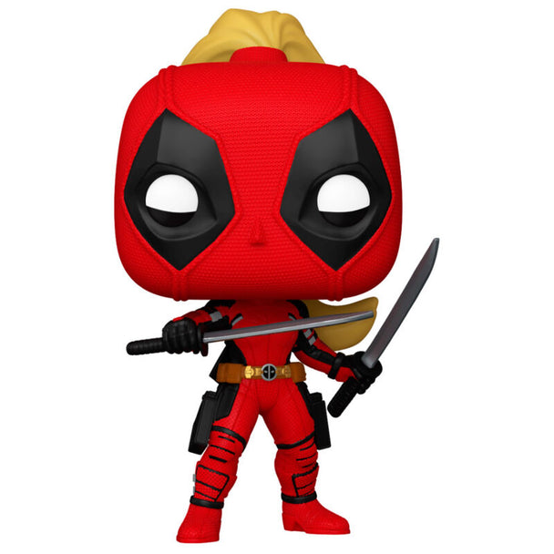 Boîte cadeau de la figurine Funko POP Ladypool Deadpool 3 montrant le packaging officiel Marvel