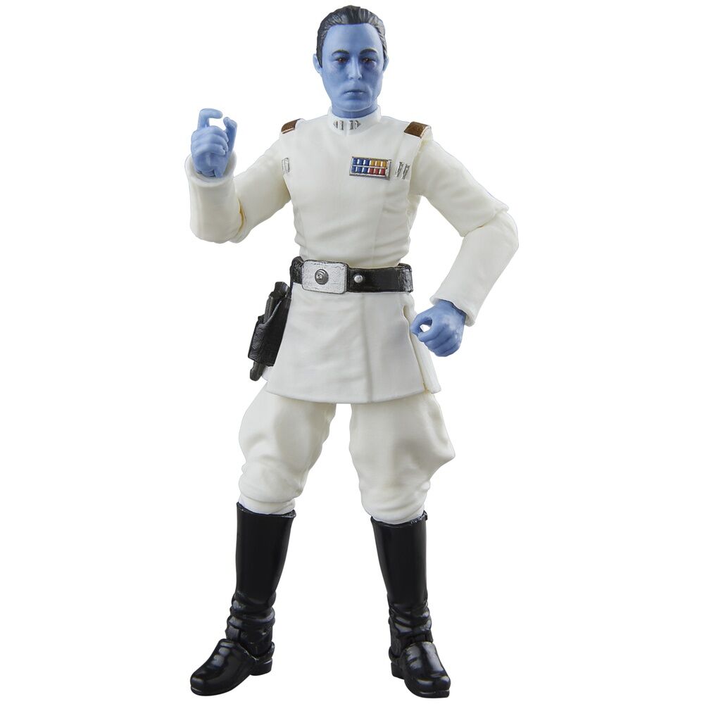 Figurine Grand Admiral Thrawn posée avec son blaster dans une main, détail des articulations