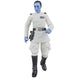 Zoom sur la tête de la figurine Grand Admiral Thrawn montrant ses traits caractéristiques bleus