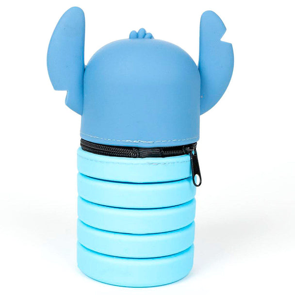 Vue de face de la trousse 3D Stitch Disney en silicone CERDÁ, affichant le personnage en relief