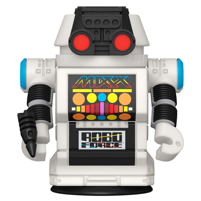 Détail de la figurine Funko POP Robo Force MAXX montrant les couleurs et le design en vinyle