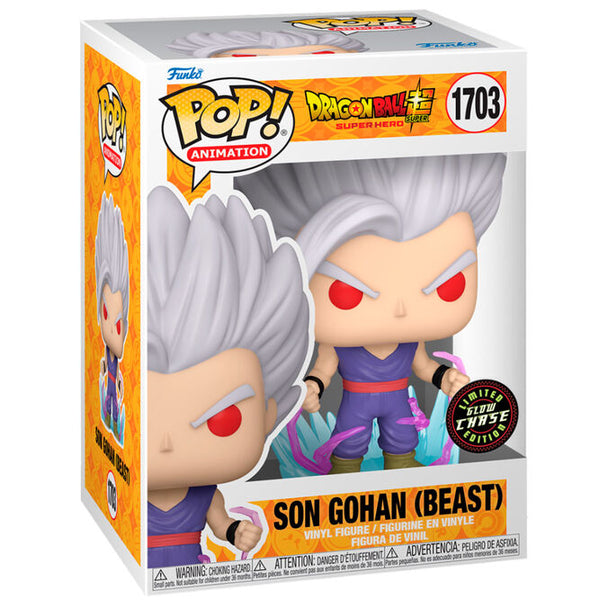 Figurine Funko POP de Gohan Beast Chase en vinyle, 9 cm, avec détails précis et couleurs vives de Dragon Ball Super.