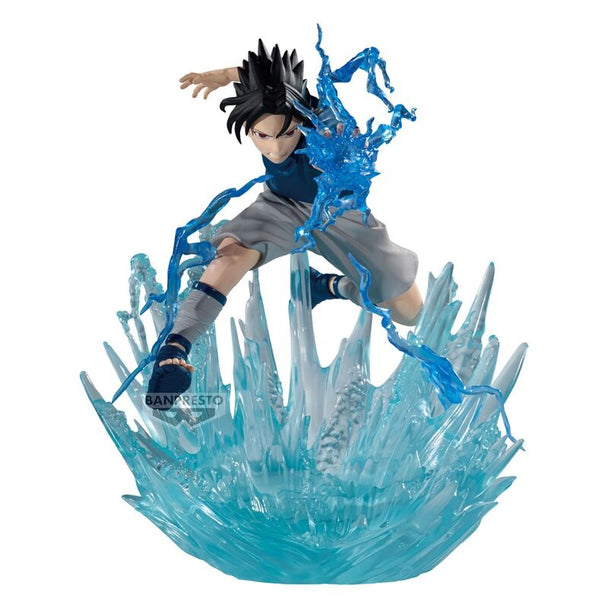 Figurine Uchiha Sasuke Naruto vue de face avec détails précis et couleurs vives