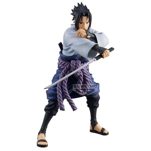 Figurine Grandista Uchiha Sasuke de 24cm en pose dynamique avec Sharingan activé