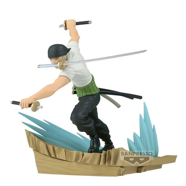 Figurine Roronoa Zoro Senkozekkei 11 cm vue de face avec ses trois sabres