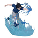 Profil gauche de la figurine Sasuke 12cm montrant son costume et posture de combat