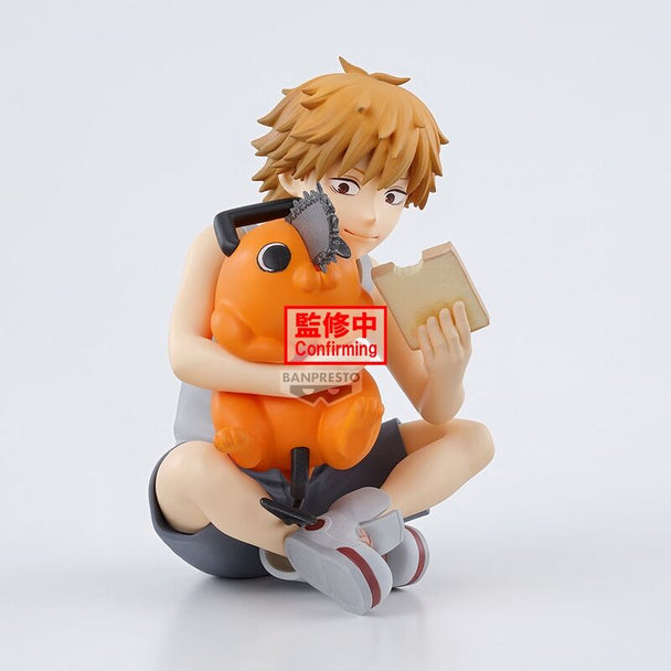 Détail du visage expressif de Denji sur la figurine Chainsaw Man Break Time 7cm