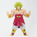 Profil latéral de la figurine Broly Super Saiyan montrant sa posture dynamique et ses muscles saillants