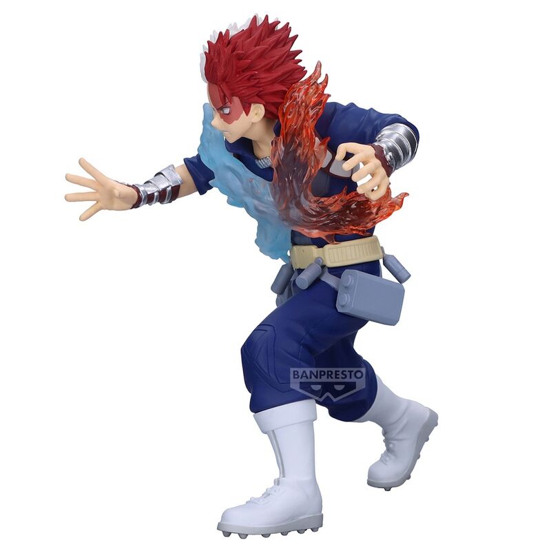 Détail des mains et accessoires de la figurine Shoto Todoroki, mettant en valeur la qualité de la sculpture