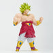 Zoom sur le visage expressif de la figurine Broly Super Saiyan avec ses cheveux verts caractéristiques