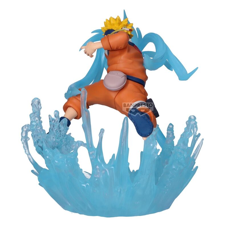 Photo de la figurine Naruto Uzumaki posée sur un socle, mettant en valeur sa stabilité