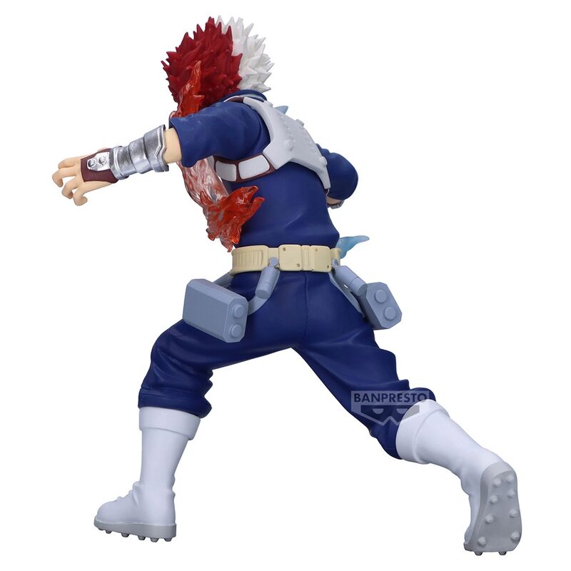 Figurine Shoto Todoroki posée sur son socle, illustrant la stabilité et le design soigné de la pièce BANPRESTO