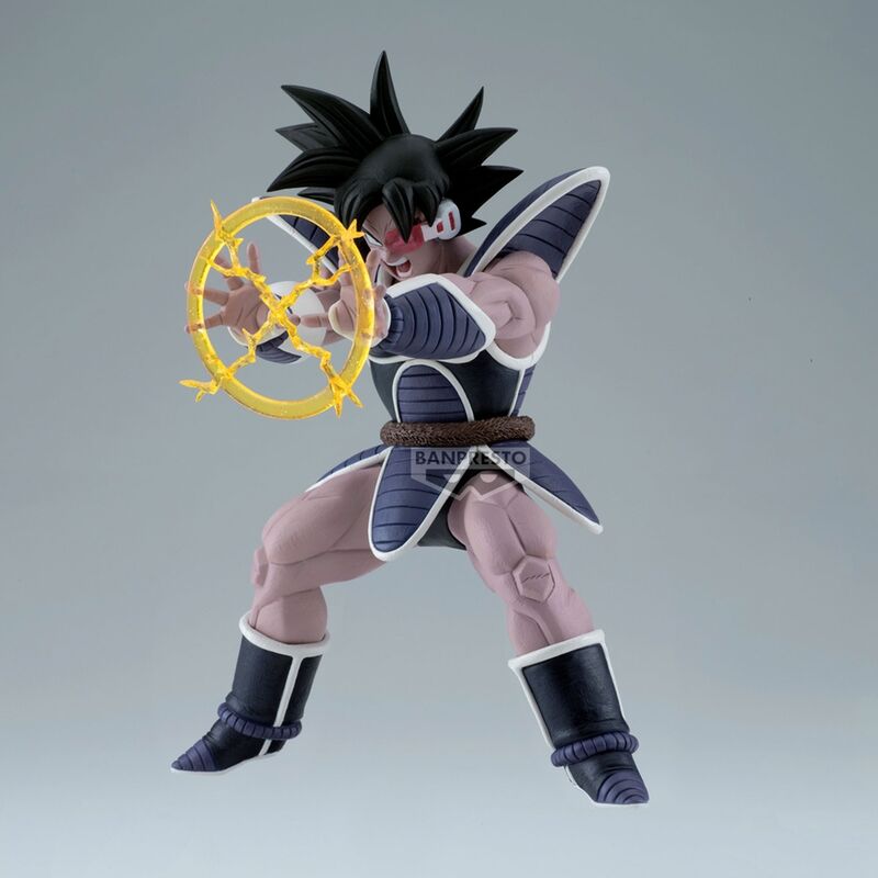 Détail rapproché de la tête de la figurine Turles, soulignant les traits caractéristiques Saiyajin