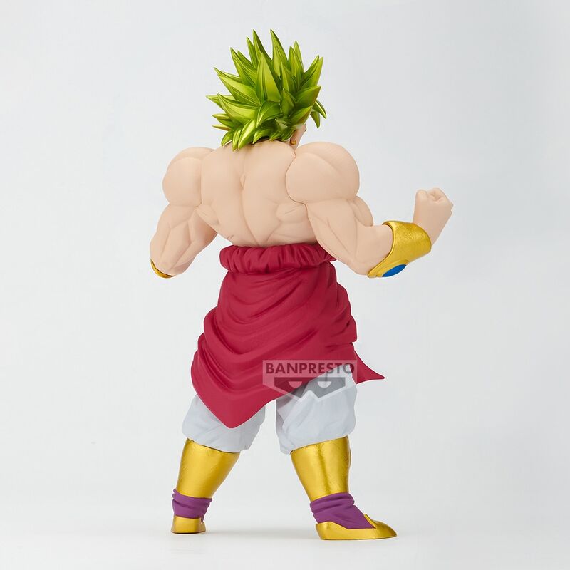Présentation de la figurine Broly Super Saiyan sur un socle avec logo Dragon Ball Z Blood of Saiyans