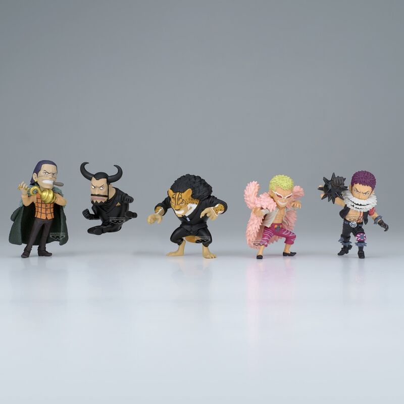 Ensemble de plusieurs figurines One Piece Rival World 7cm assorties exposées côte à côte