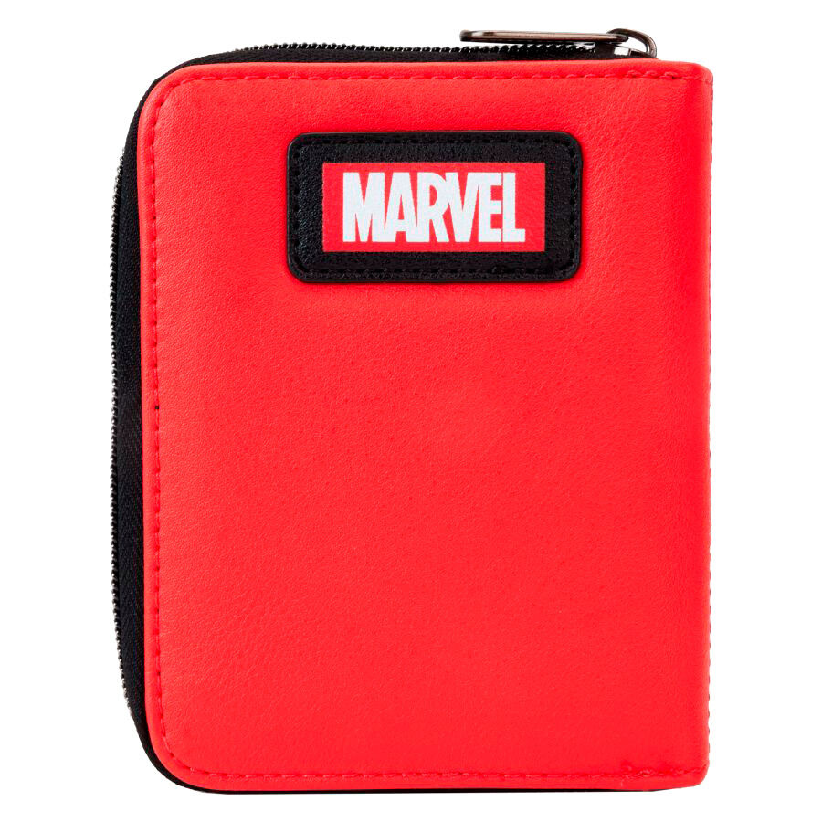 Intérieur du portefeuille Loungefly Marvel avec compartiments pour cartes et billets visibles