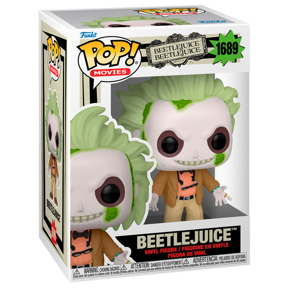 Présentation des 5 figurines Funko POP Beetlejuice 2 alignées avec la figurine Chase au centre