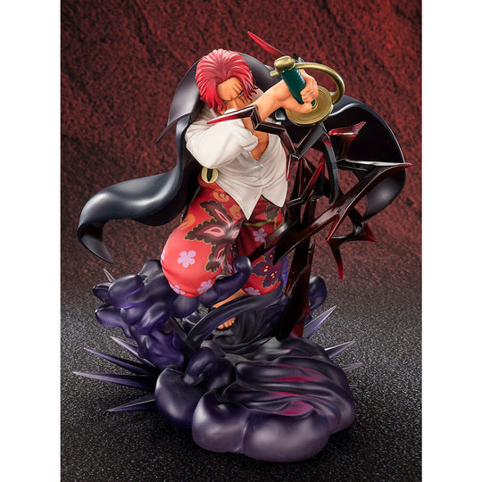 Emballage officiel TAMASHII NATIONS de la figurine Shanks Divine Departure, avec logo One Piece et design attractif