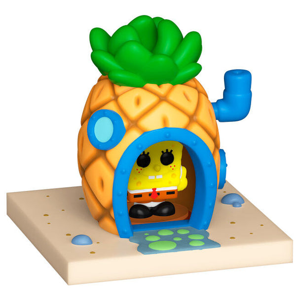 Vue de profil de la figurine Bob Esponja Funko Bitty POP Town avec détails colorés et expression joyeuse