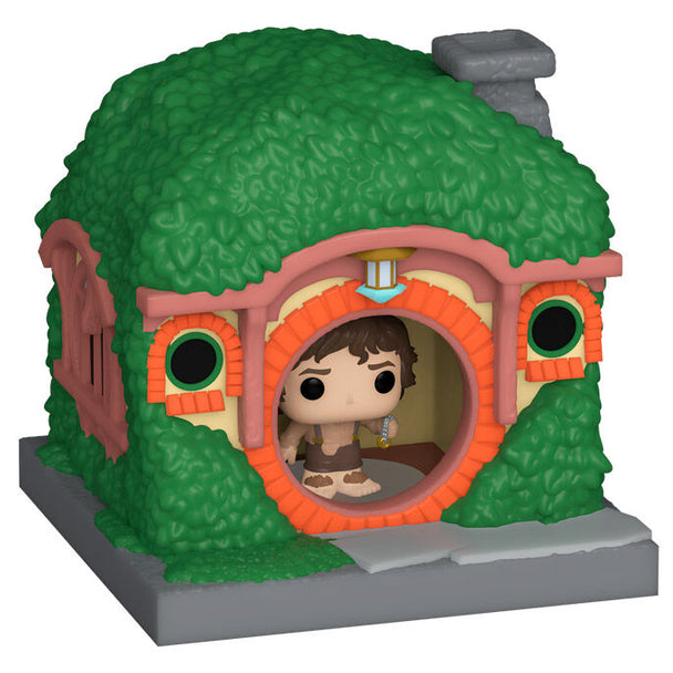 Vue rapprochée de la figurine Frodo Baggins Bitty POP montrant les détails du visage et des vêtements