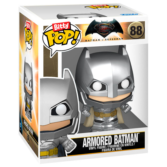 Image de la Batmobile miniature accompagnant la figurine Batman Funko Bitty POP