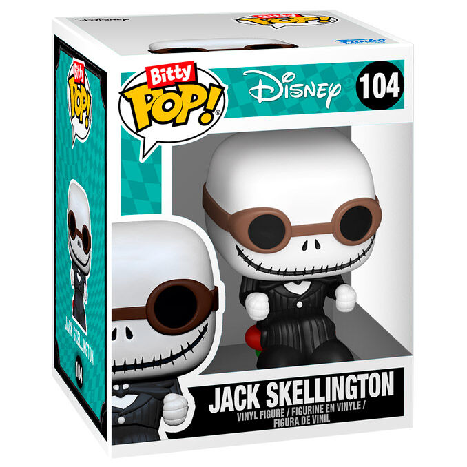 Vue latérale de la figurine Funko Bitty POP Jack Skellington avec sa motoneige hivernale