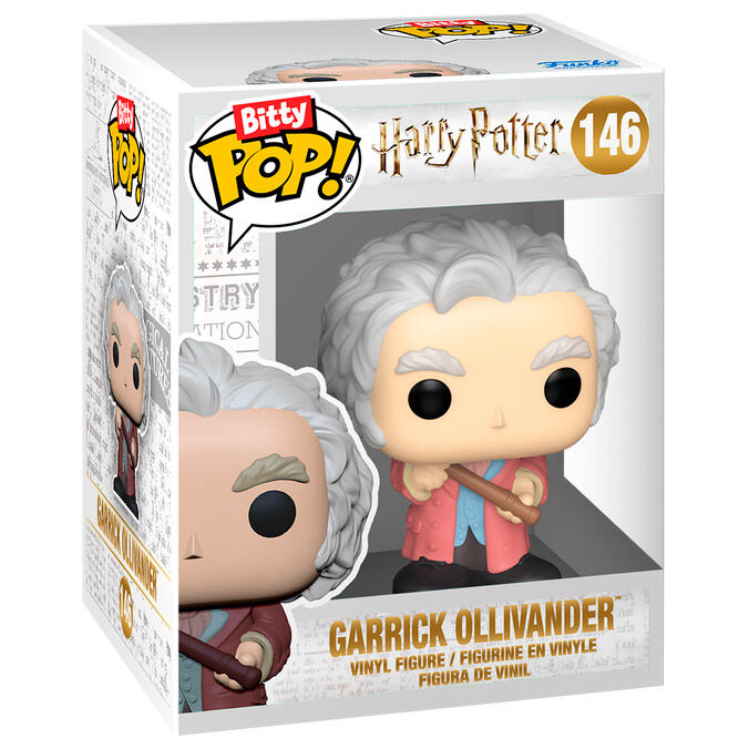 Présentation de la figurine Ollivanders FUNKO sur fond neutre mettant en valeur son design unique