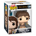 Figurine Bitty POP Frodo Baggins posée à côté d'une miniature détaillée du Comté, lieu emblématique