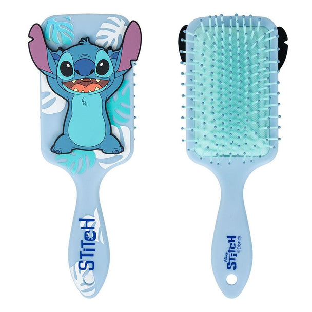 Détail des poils doux de la brosse à cheveux Disney Stitch adaptés aux cheveux d'enfants