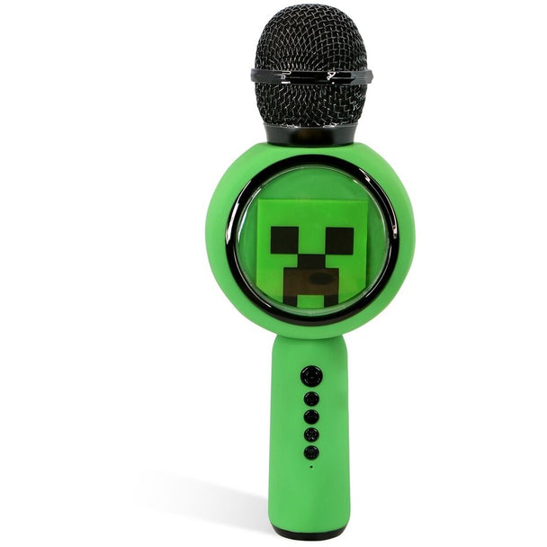 Microphone Bluetooth Minecraft avec haut-parleur LED allumé en couleur rouge