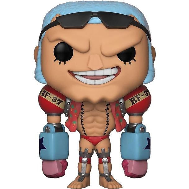 Figurine Funko POP Franky de One Piece en vinyle de 9 cm, vue avant dans sa boîte cadeau officielle