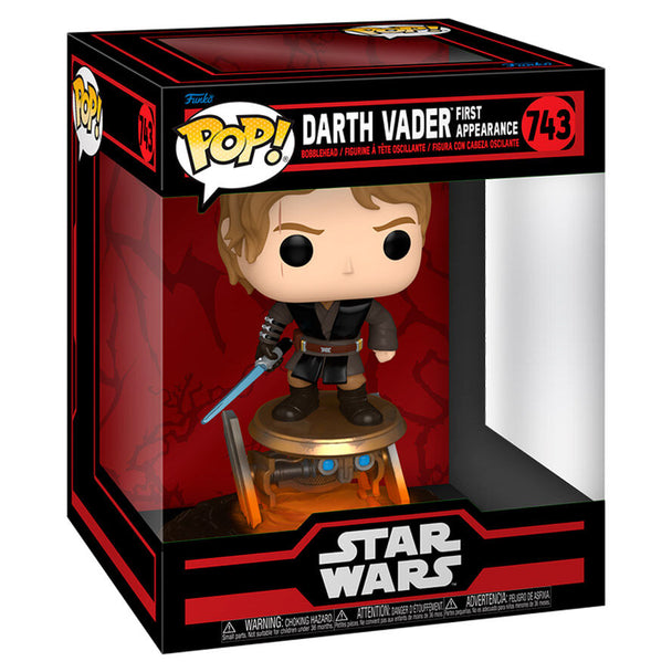 Figurine POP Rides Deluxe Darth Vader Star Wars montrant le véhicule et le personnage sous un angle latéral