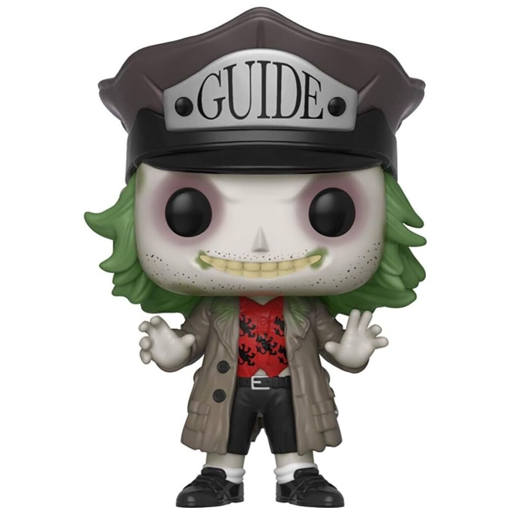 Vue latérale de la figurine Funko POP Beetlejuice avec chapeau, mettant en avant les détails du costume