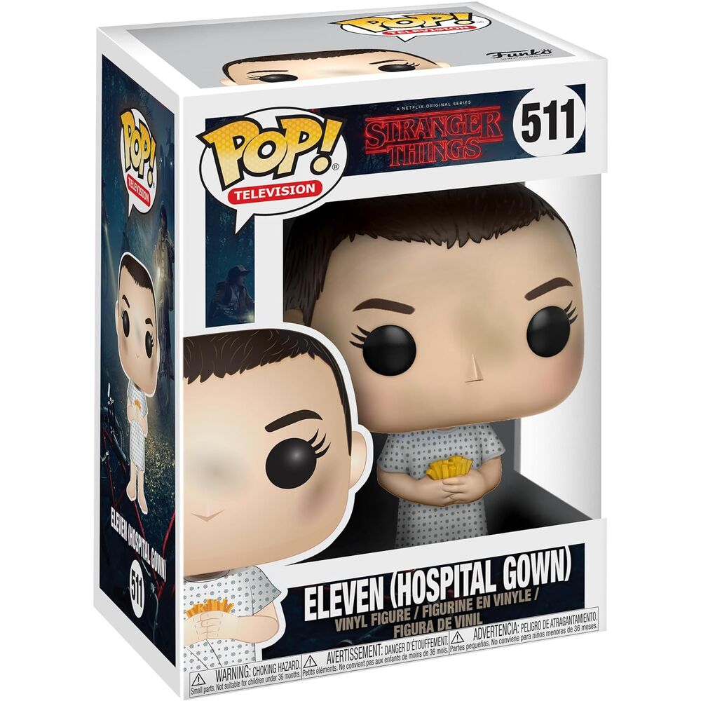 Vue latérale de la figurine Funko POP Eleven montrant les détails de la robe et la finition soignée
