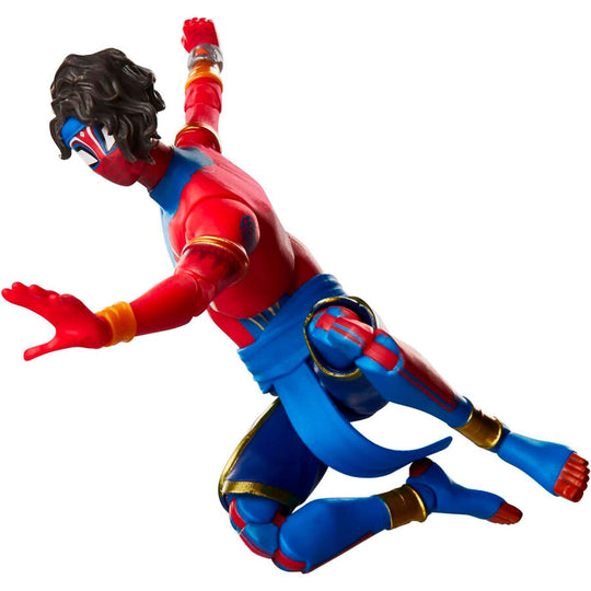 Figurine Pavitr Prabhakar Spider-Man posée sur un socle, prête pour exposition