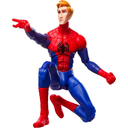 Vue latérale de la figurine Spider-Man Peter Parker montrant les accessoires inclus