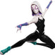 Vue latérale de la figurine Spider-Gwen Marvel avec costume détaillé et capuche