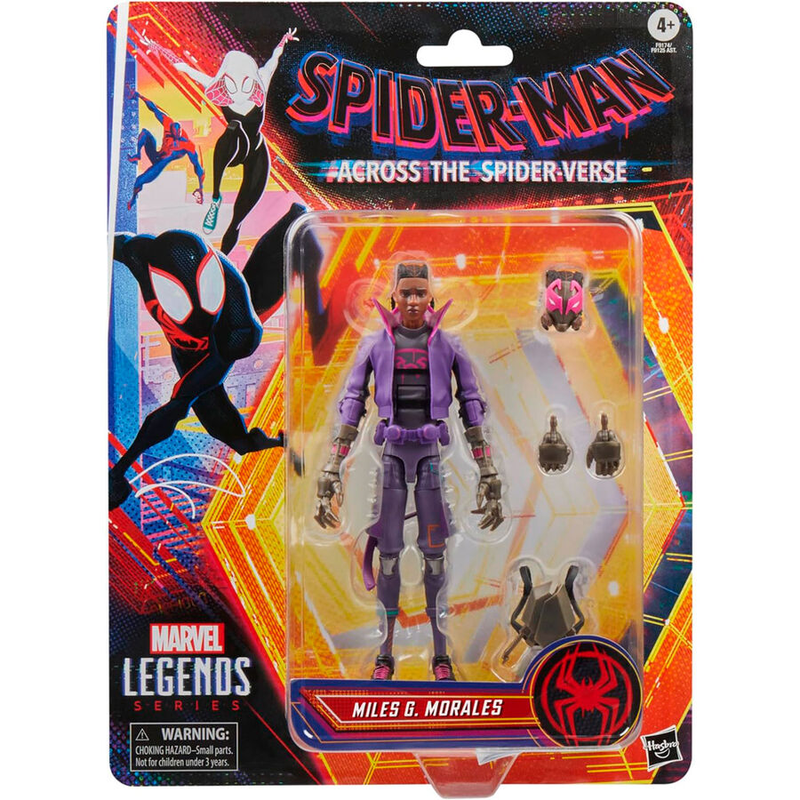 Figurine Marvel Spider-Man Miles Morales 15cm en position dynamique avec costume noir et rouge détaillé