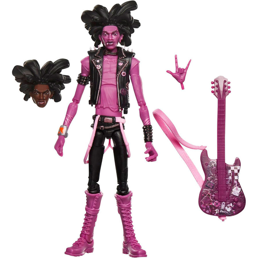 Figurine Spider-Punk Marvel 15cm en position dynamique avec détails colorés